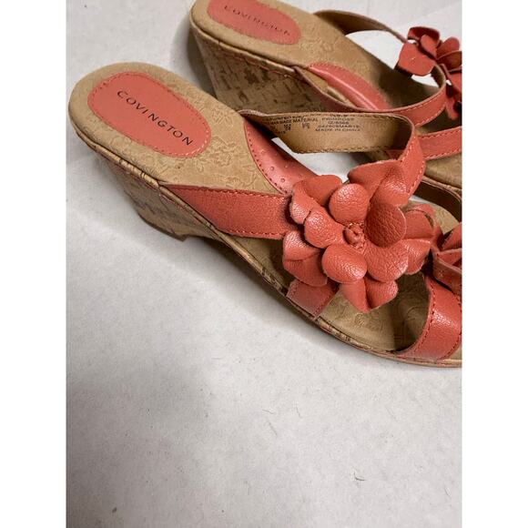 Covington Y2K Coral Floral Aesthetic Womens Wedge Sandals Size 9 - Picture 4 of 6